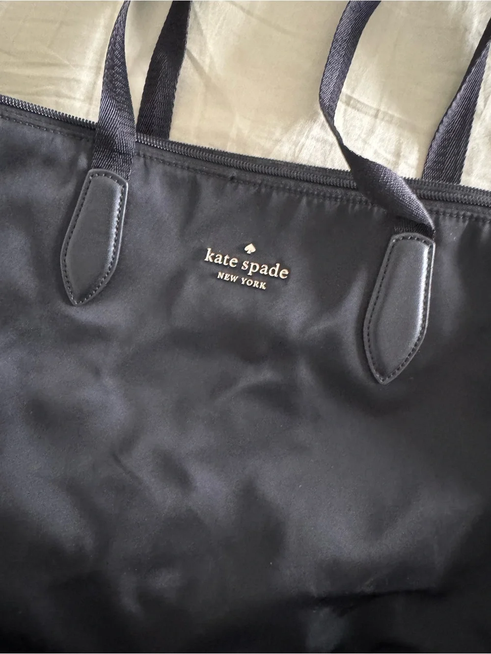 kate spade black nylon tote with shoulder straps